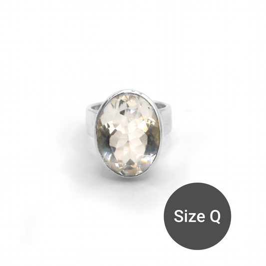 Clear Quartz Cinderella Ring, Q