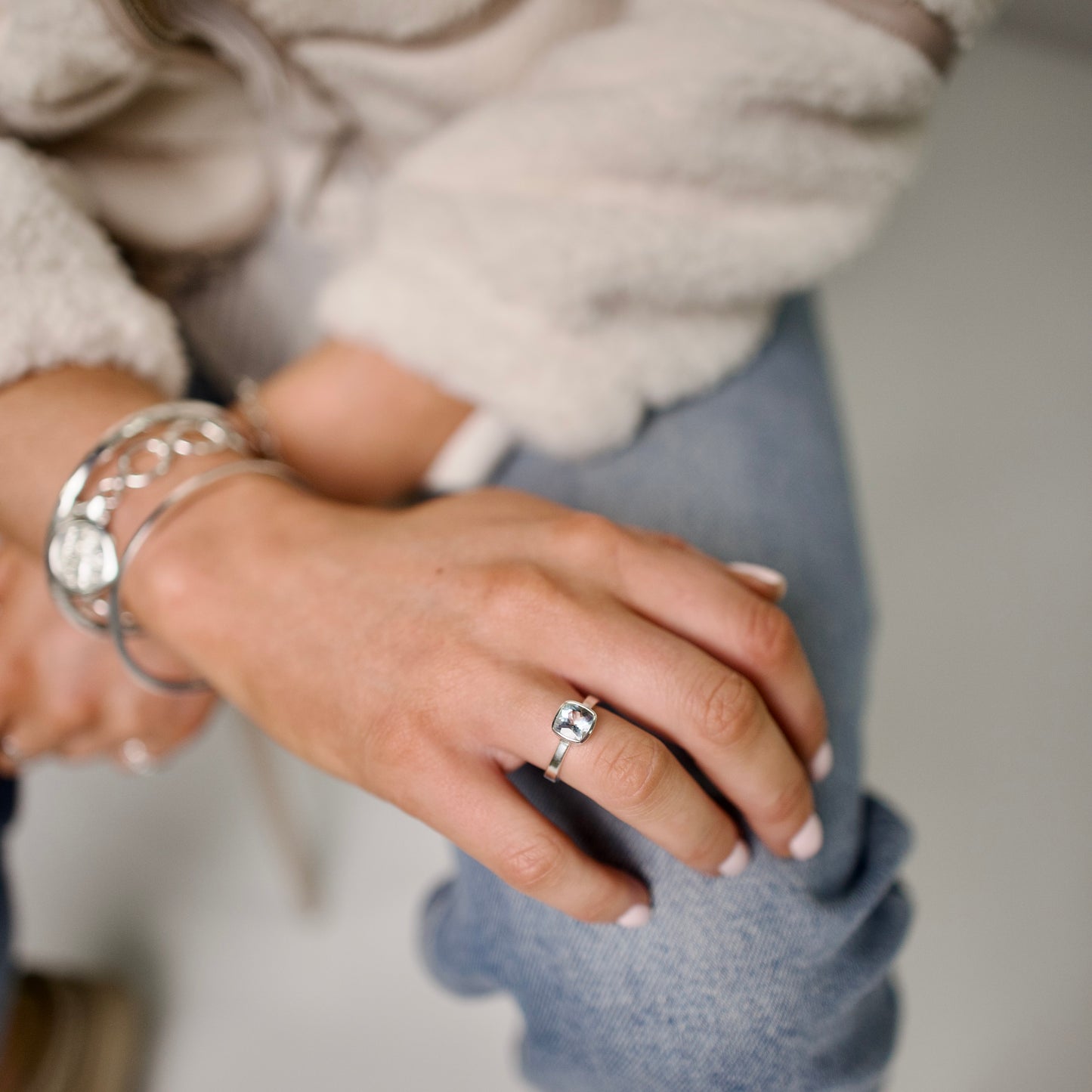 Aquamarine Limited Edition Hammered Sweetie Ring