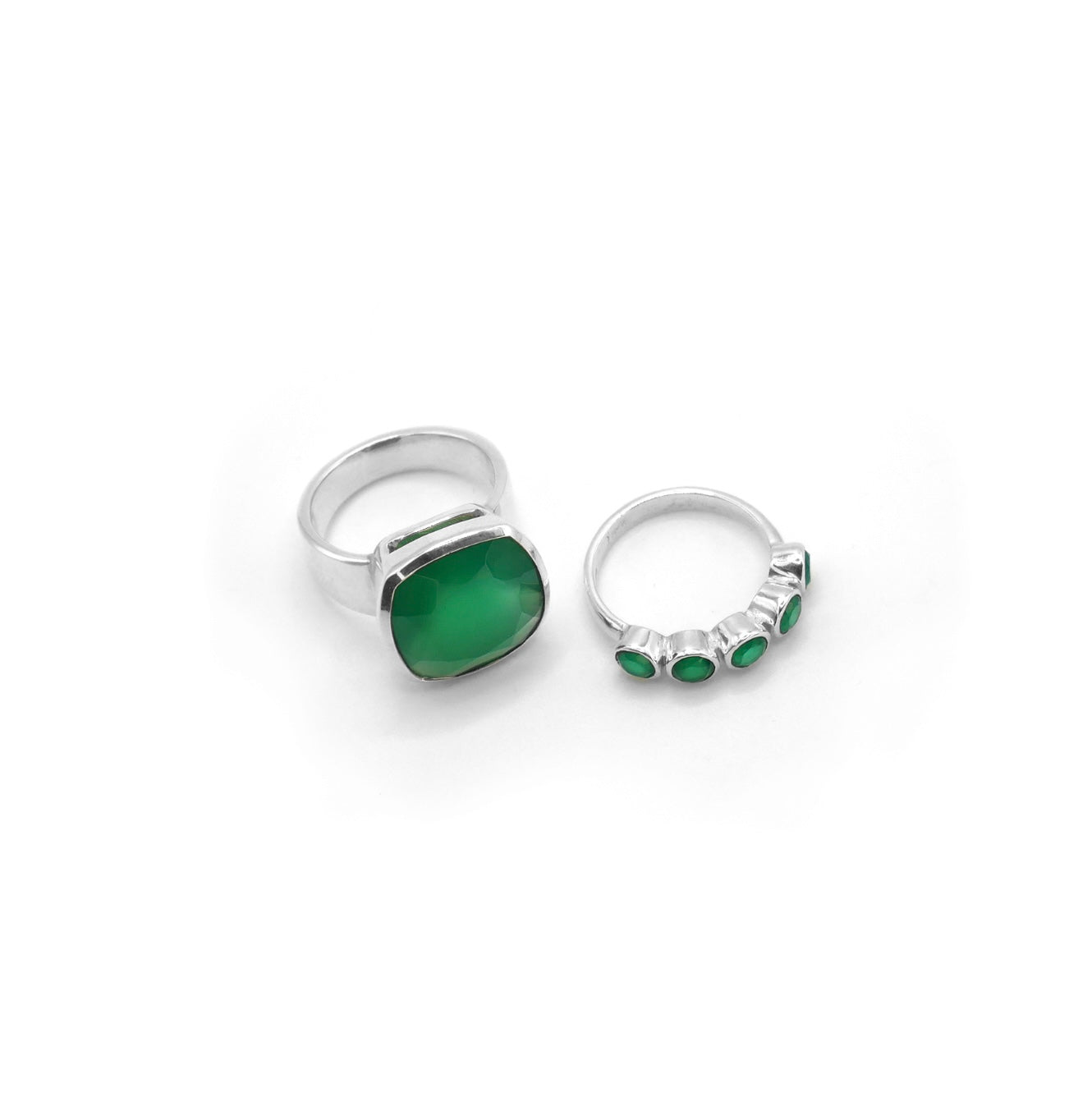 Green Onyx Square Cinderella Ring