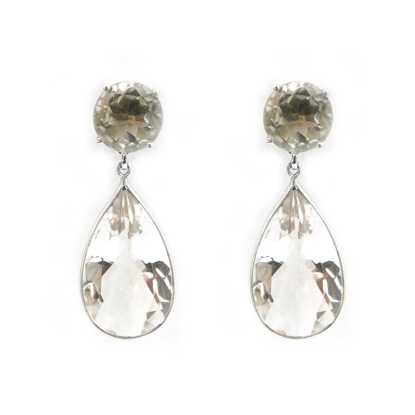 Green Amethyst & Clear Quartz Decadence Earrings