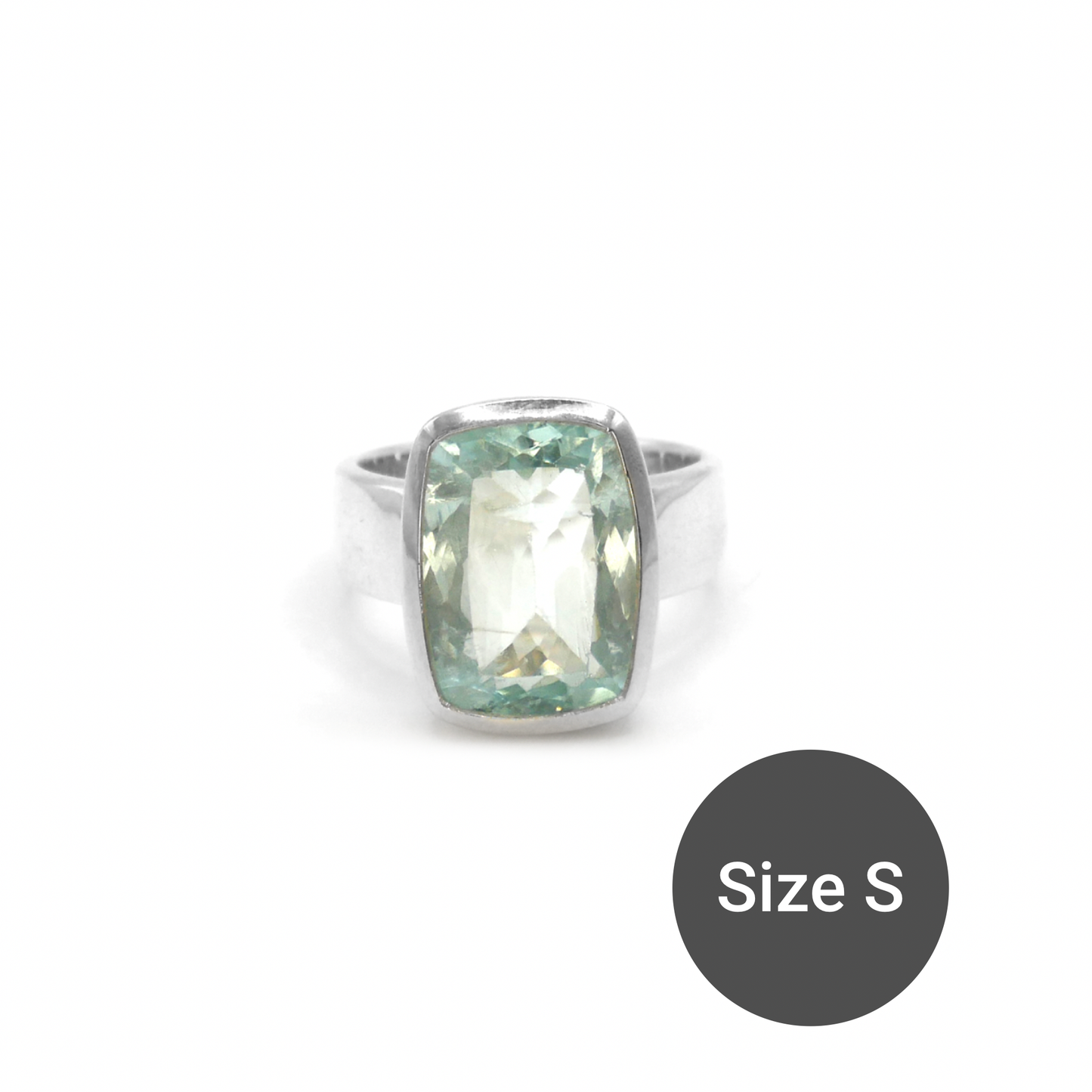 Aquamarine Rectangle Cinderella Ring, S