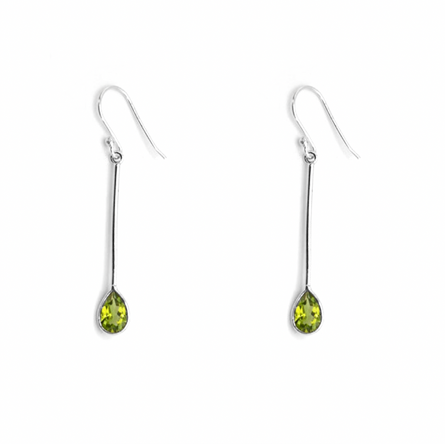 Peridot Water Drop Dangly Earrings