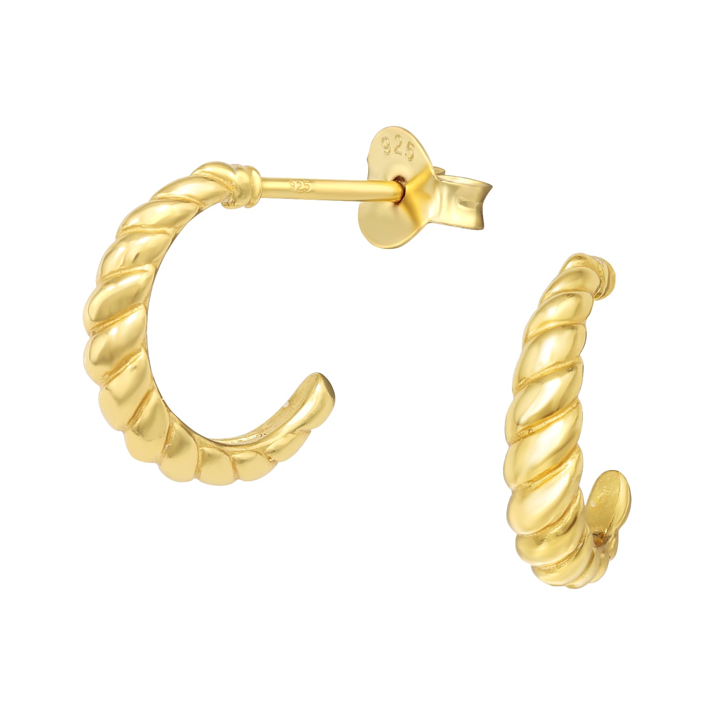 Screw Shell Stud Hoops, 24ct Gold Plated