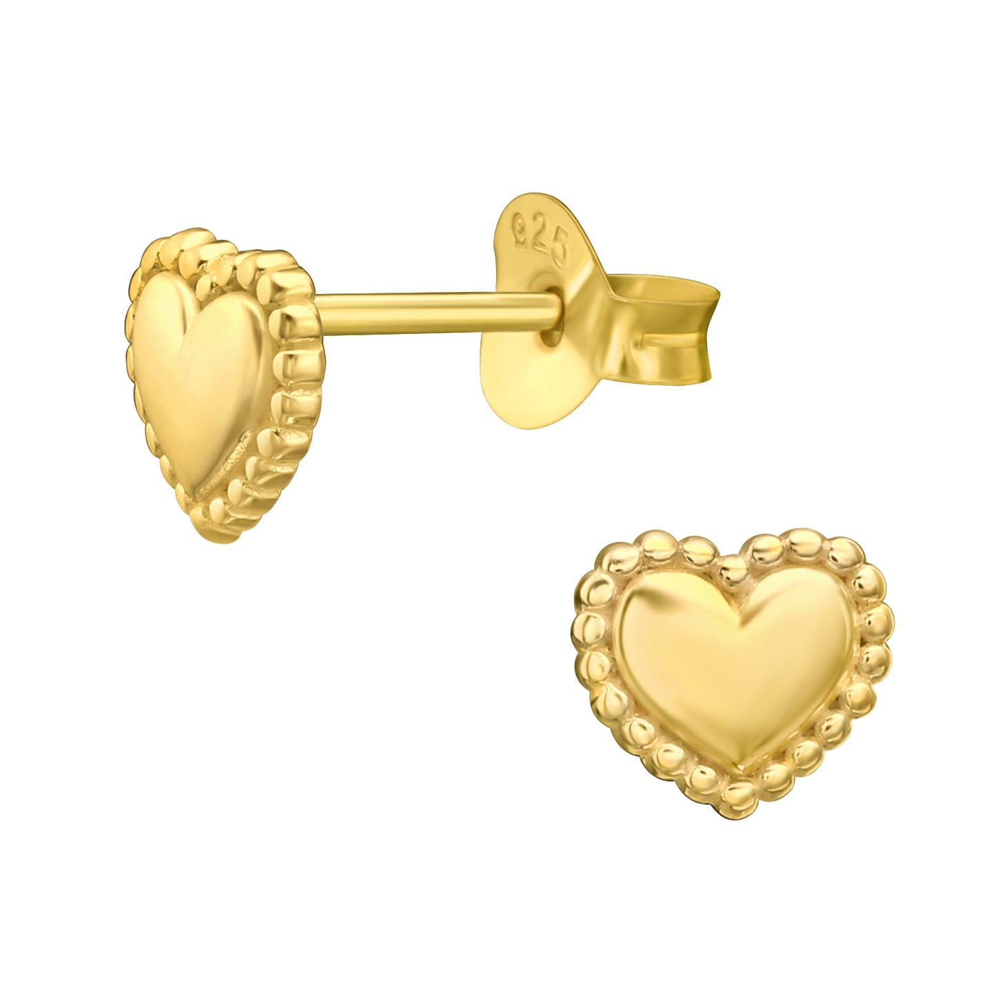 Detail Heart Studs, 24ct Gold Plated