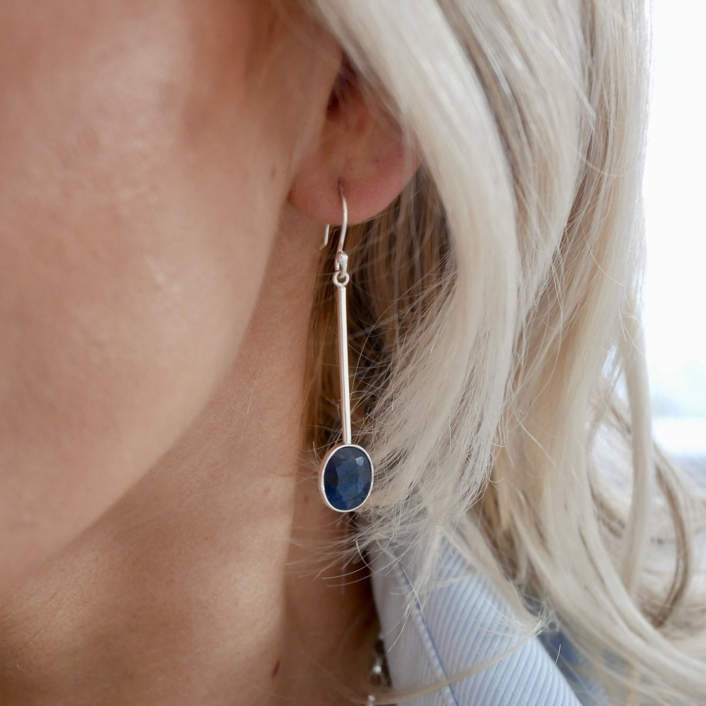 Sapphire Drop Dangly Earrings