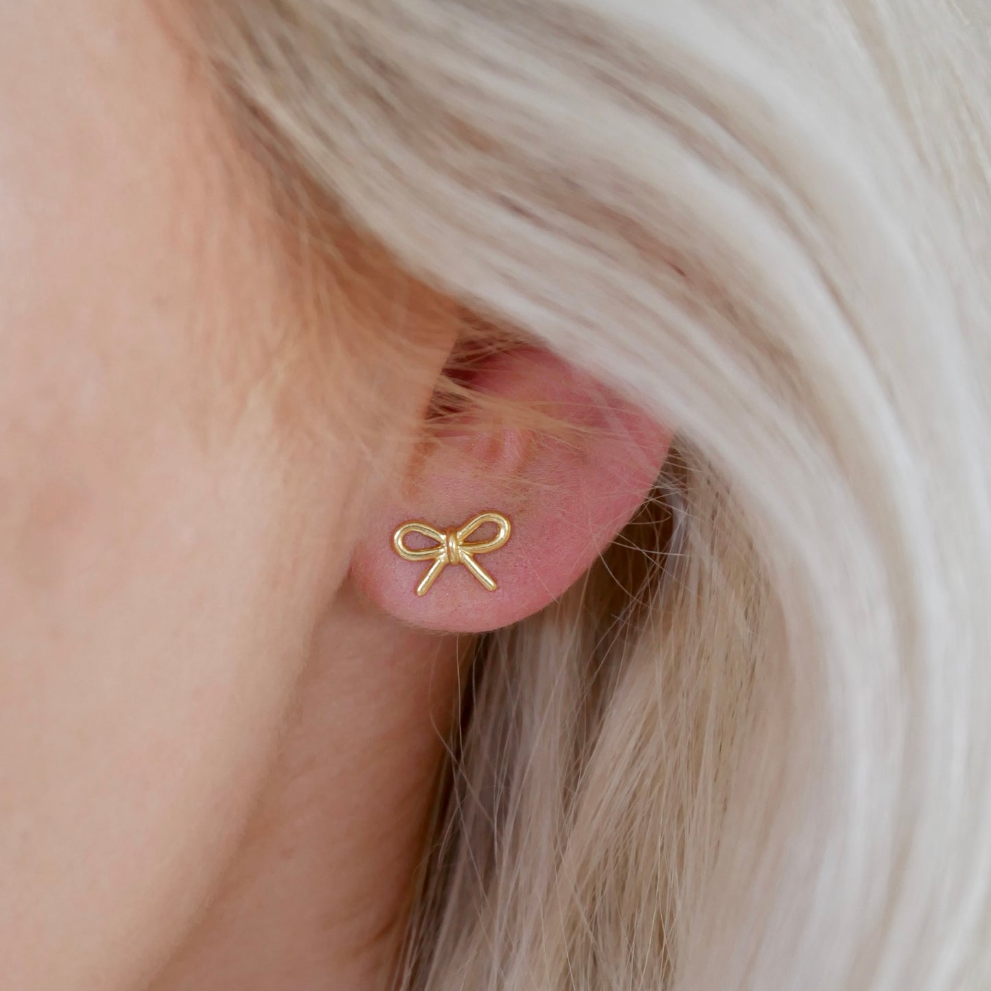Bow Studs, 24ct Gold Plated