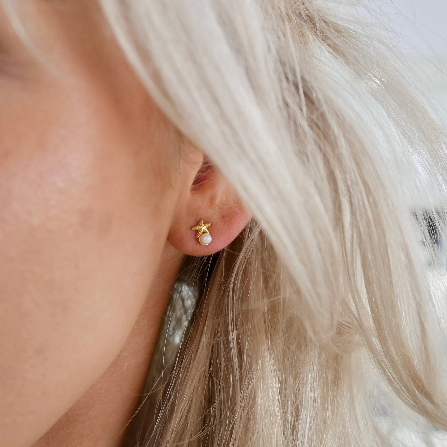 Starfish Pearl Studs, 24ct Gold Plated