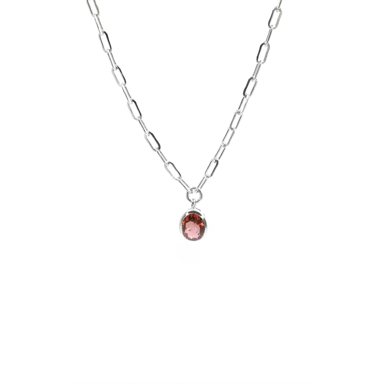 Pink Tourmaline Trace Chain Necklace
