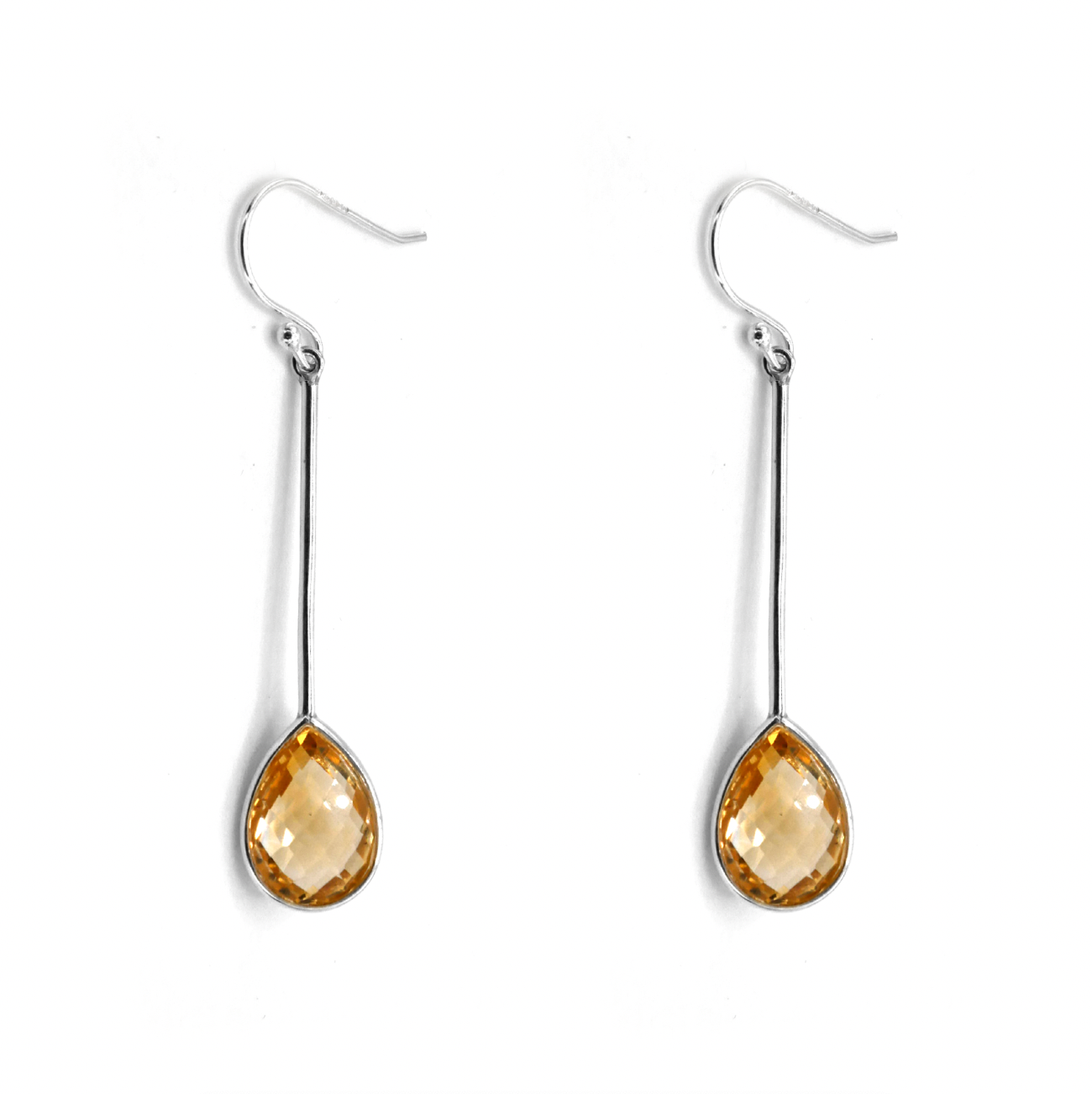 Citrine Water Drop Dangly Earrings