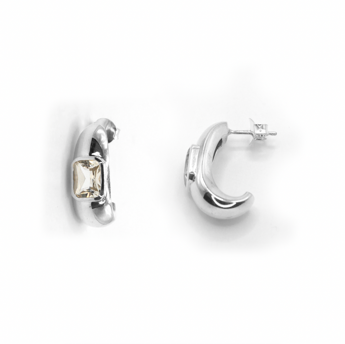 White Topaz Chunky Hoops