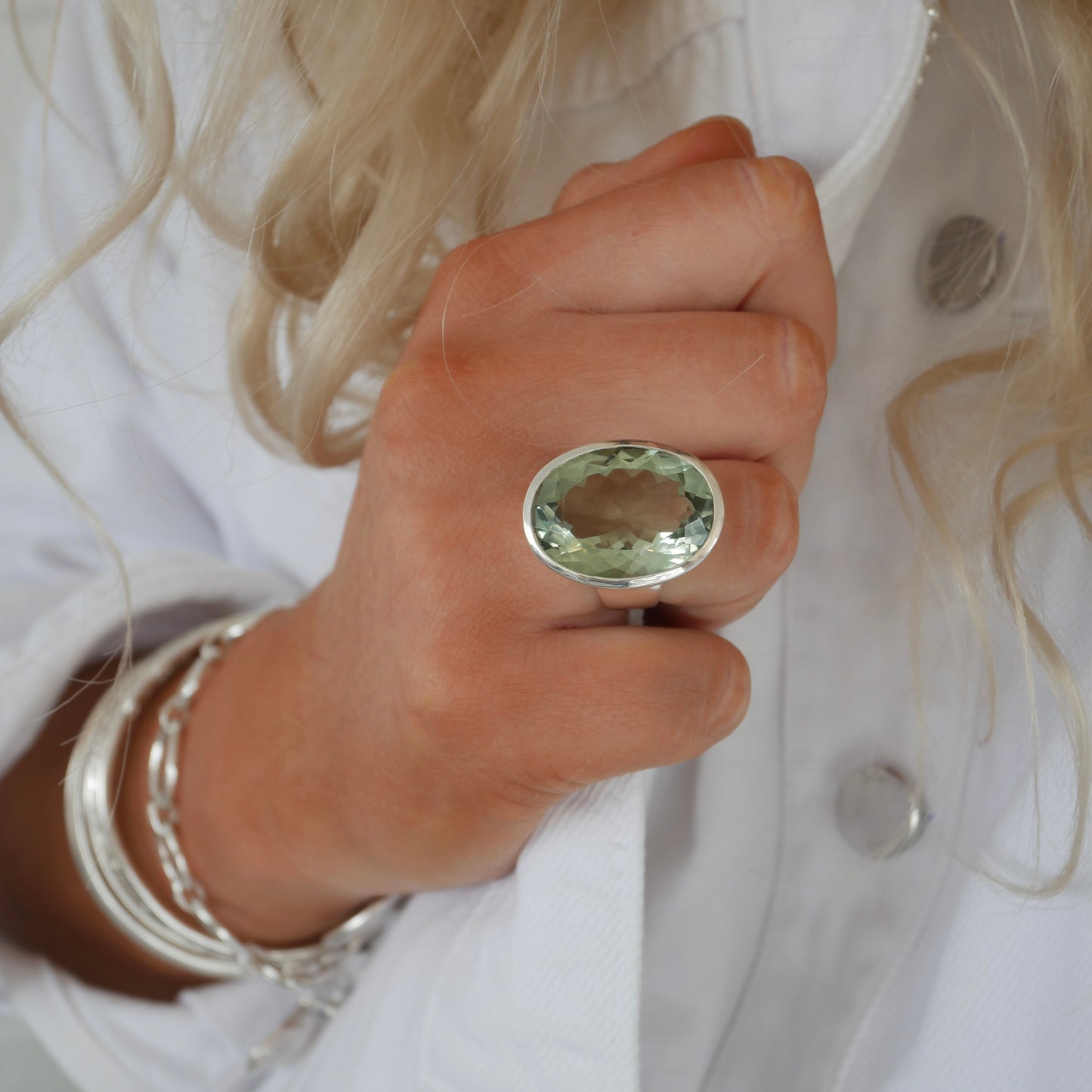Gardenia, Green Amethyst Maxi Cinderella Ring