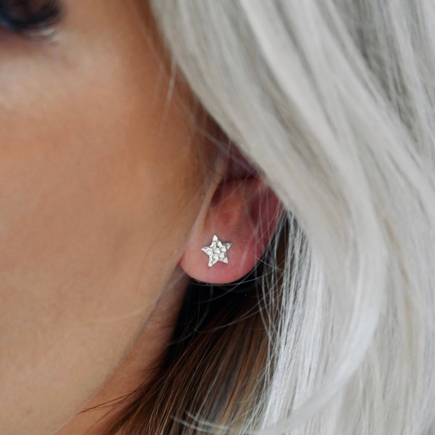 Hammered Star Studs