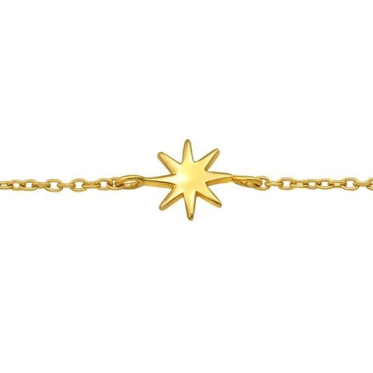 North Star Chain Bracelet, 24ct Gold Plated