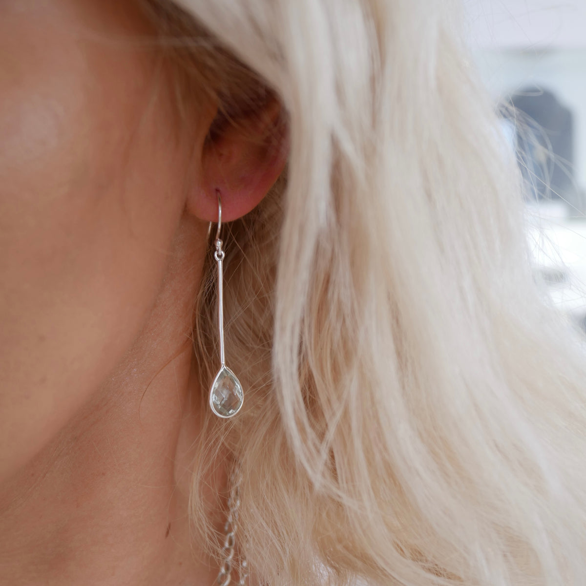 Green Amethyst Water Drop Earrings