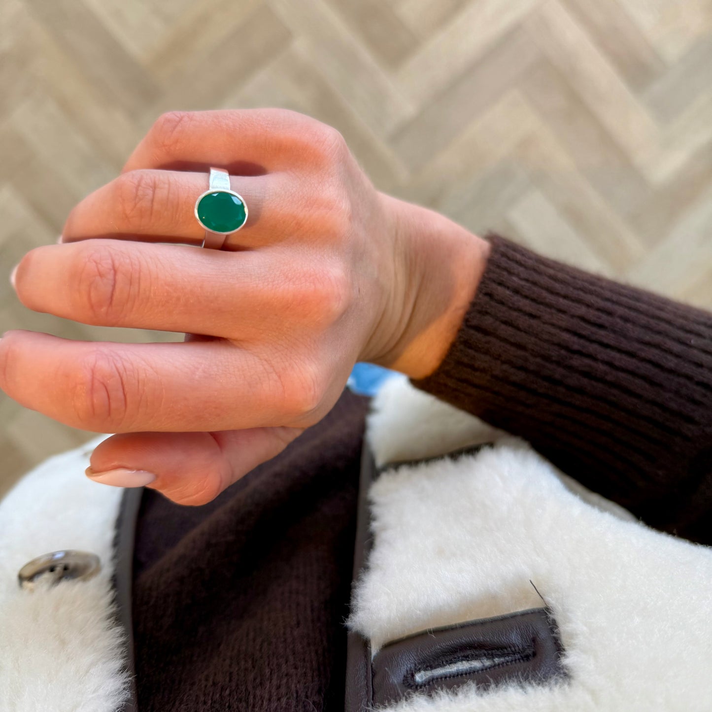 Green Onyx Sweetie Ring, Q