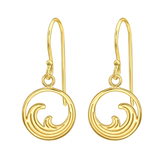 Ocean Dangly Earrings, 24ct Gold Plated - saltandco
