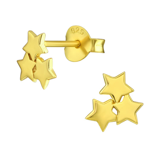 Cluster Star Studs, 24ct Gold Plated
