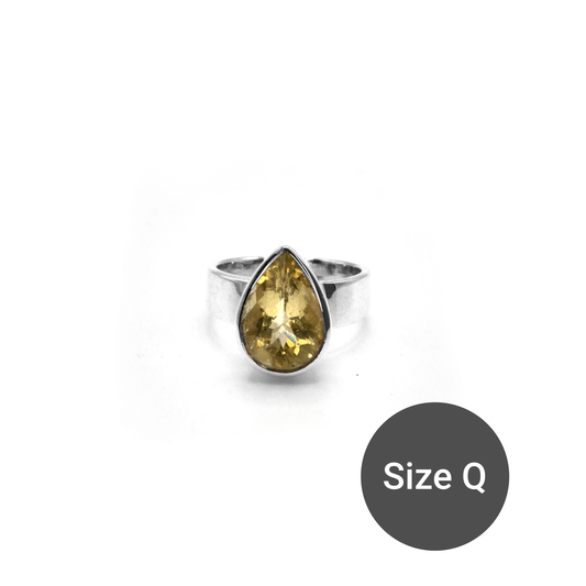 Lemon Morganite Teardrop Cinderella Ring, Q