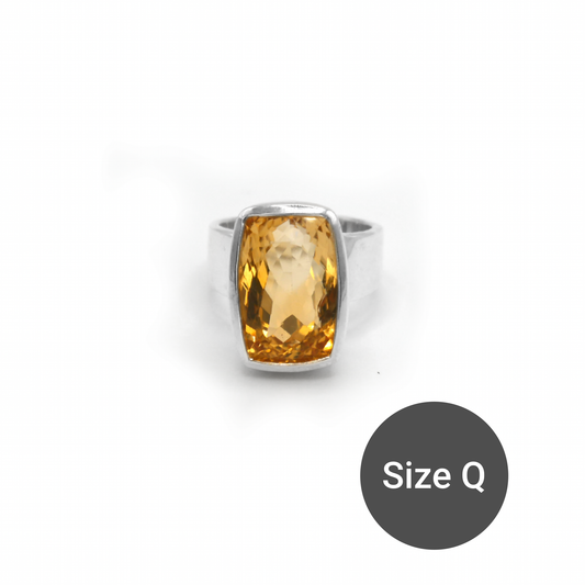Citrine Rectangle Cinderella Ring, Q