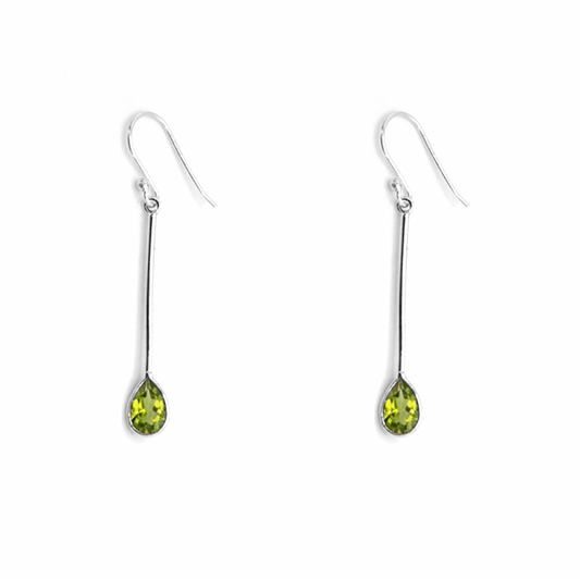 Peridot Water Drop Dangly Earrings