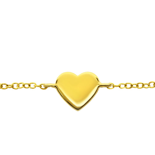 Heart Chain Bracelet, 24ct Gold Plated