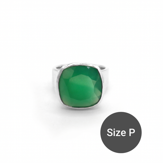 Green Onyx Square Cinderella Ring