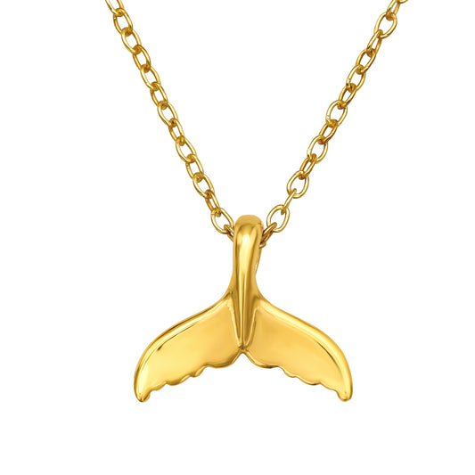 Whale Tail Necklace, 24ct Gold Plated