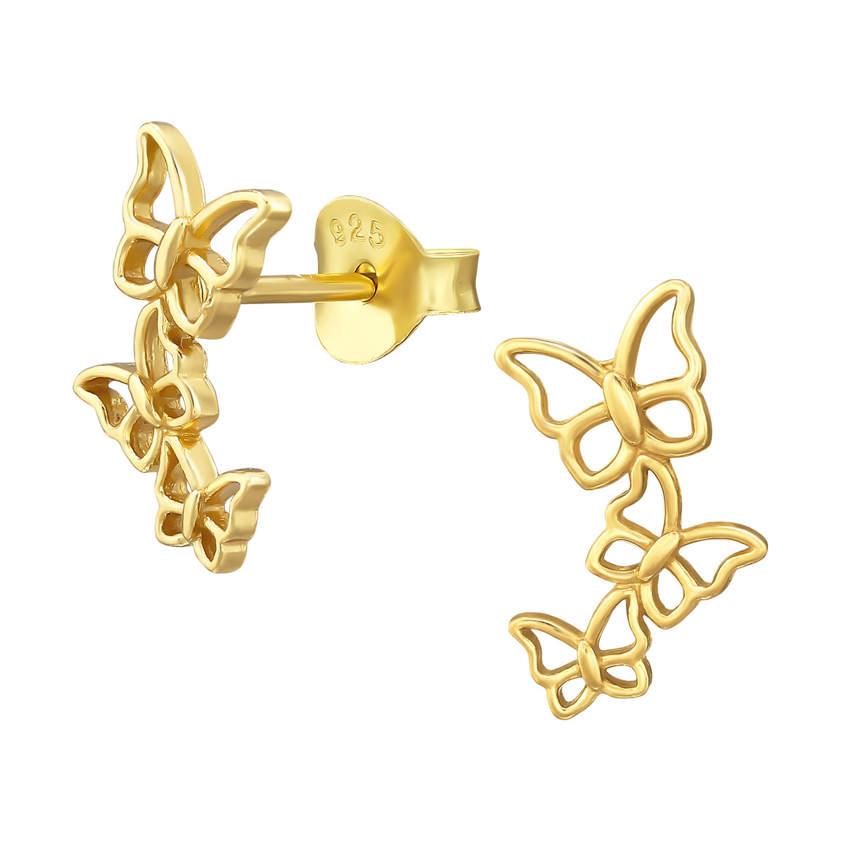 Butterflies Studs, 24ct Gold Plated