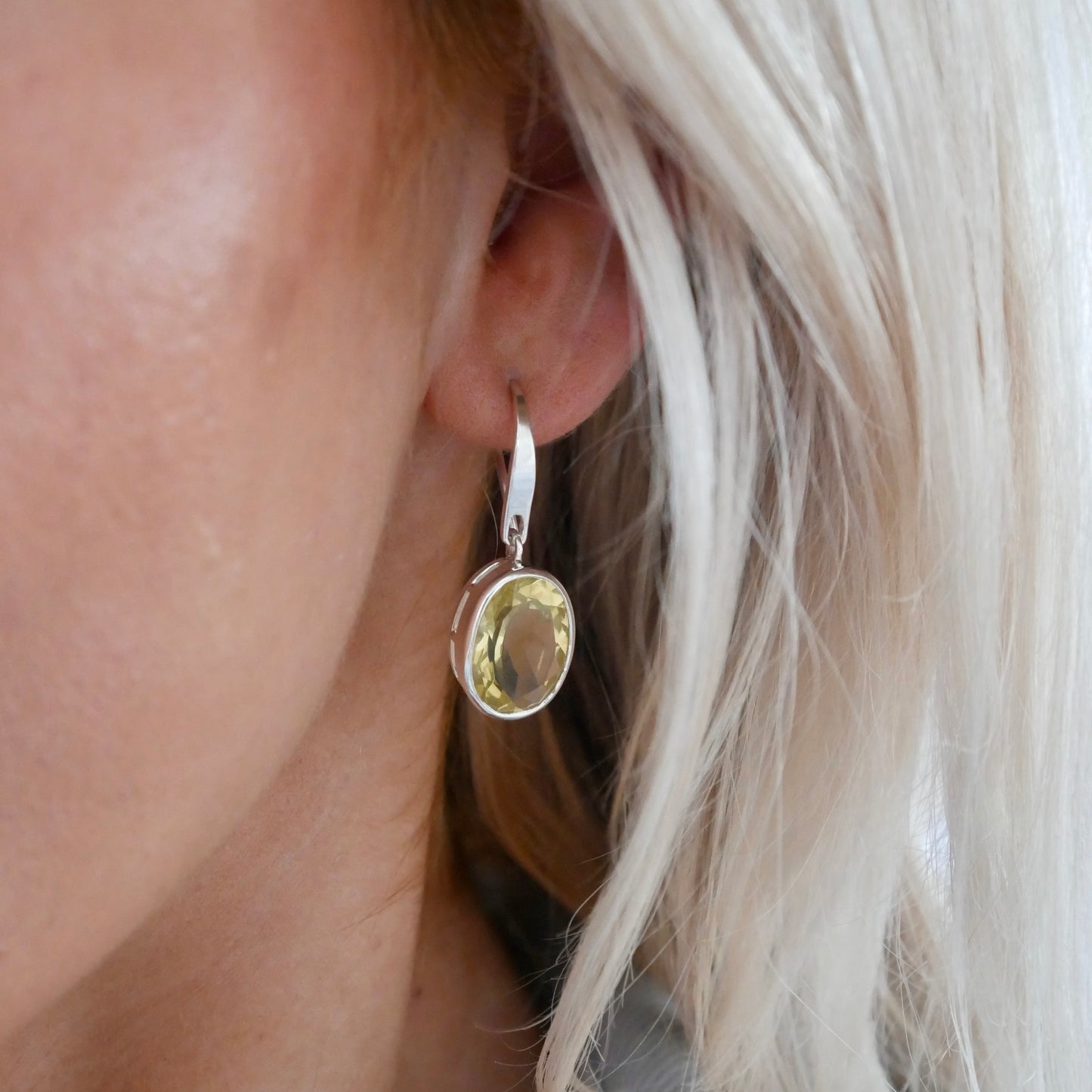 Yellow Quartz Midi Chunky Dangly Earrings