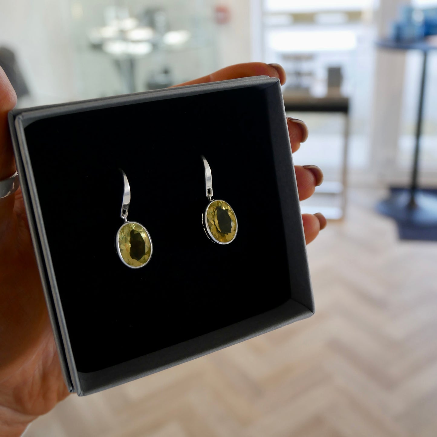 Yellow Quartz Midi Chunky Dangly Earrings
