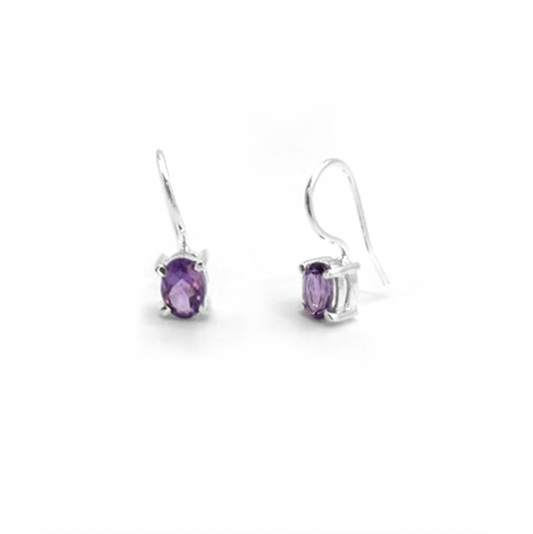 Purple Amethyst Hook Earrings