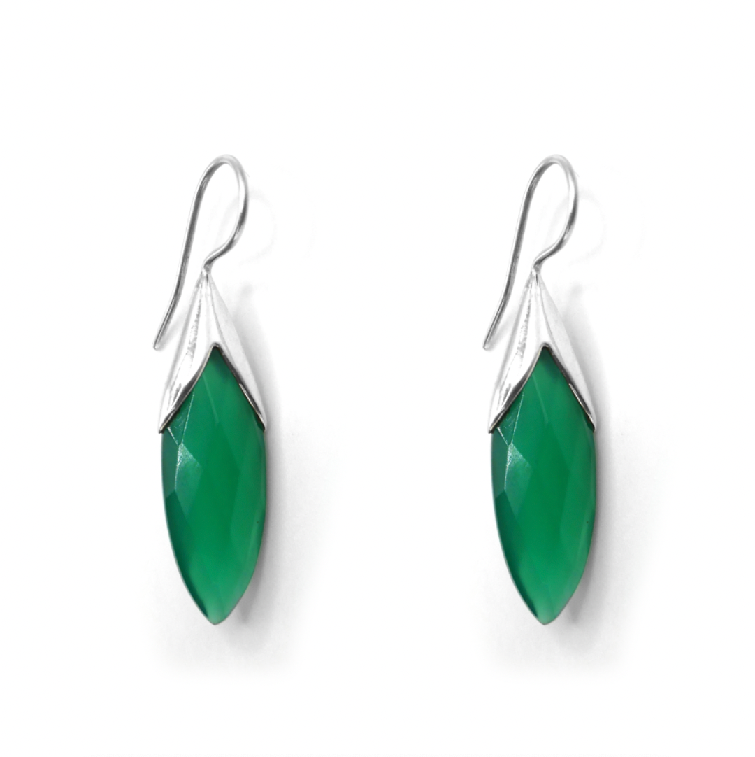 Green Onyx Tulip Earrings
