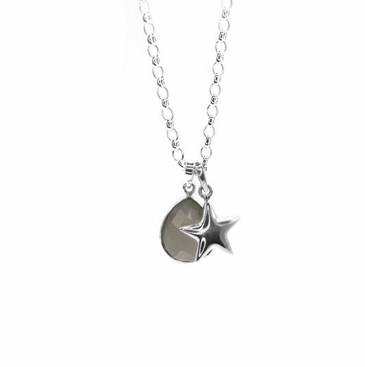 Grey Moonstone & Star Necklace