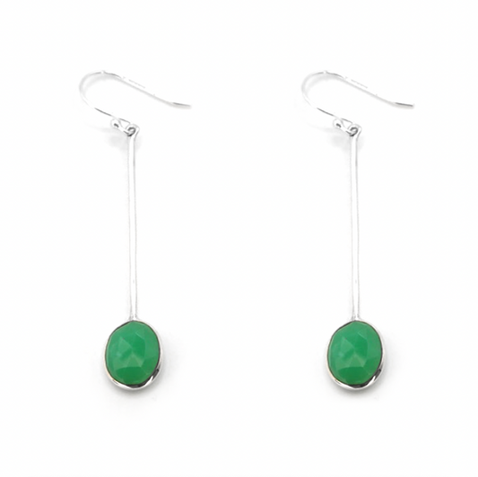 Chrysoprase Drop Earrings - inclusion in stone
