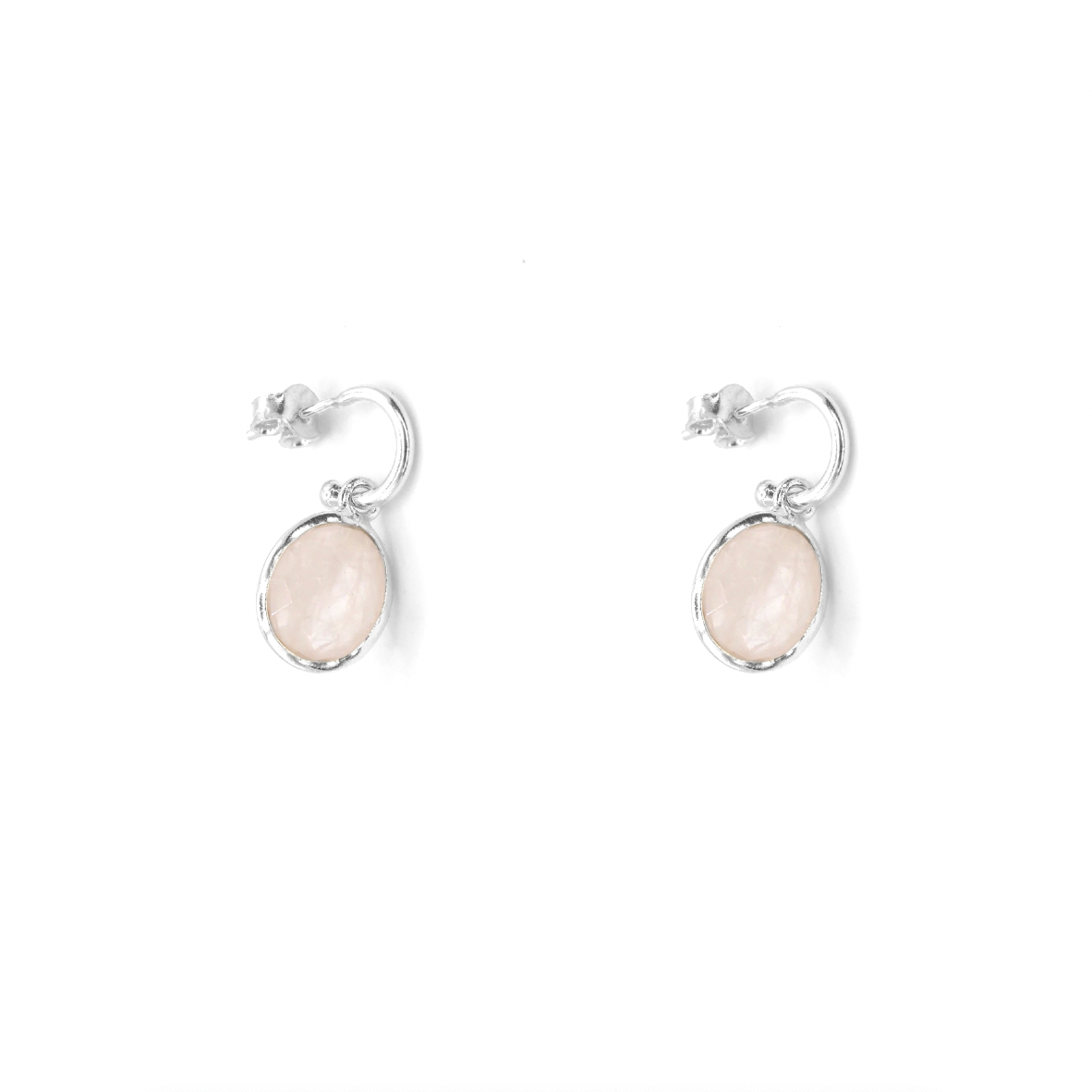 Rose Quartz Charm Hoops