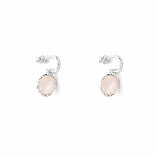 Rose Quartz Charm Hoops