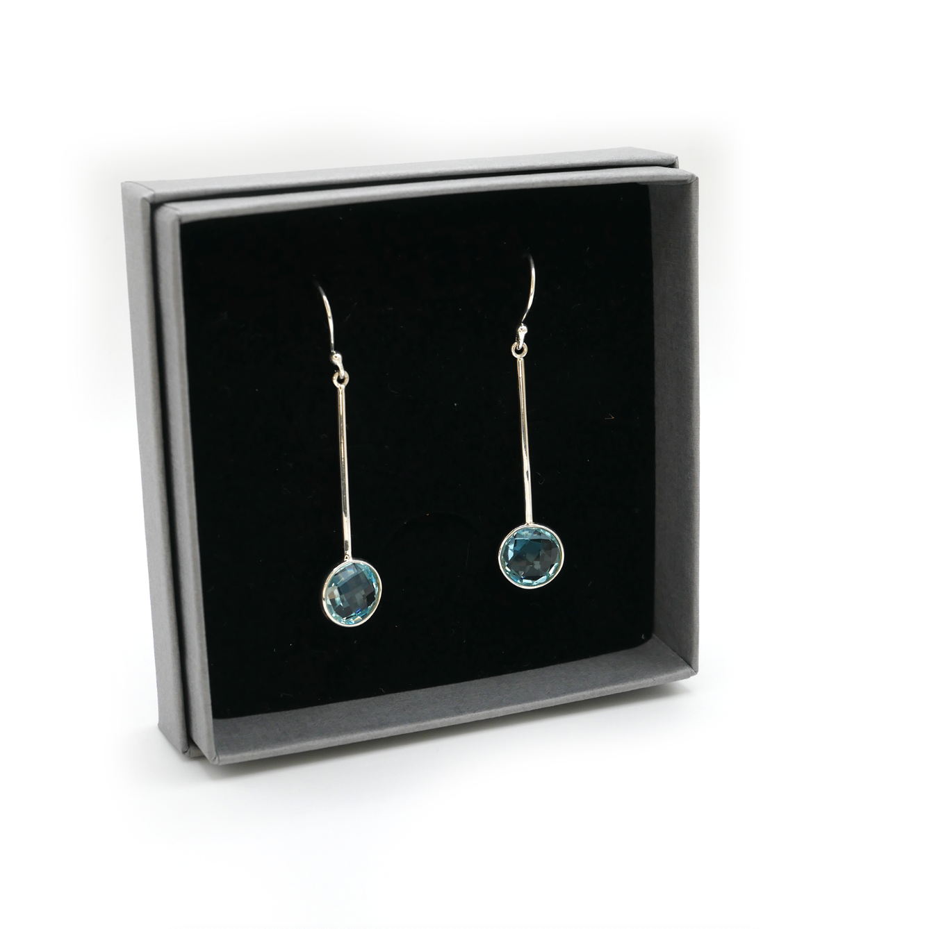 Topaz Round Drop Earrings