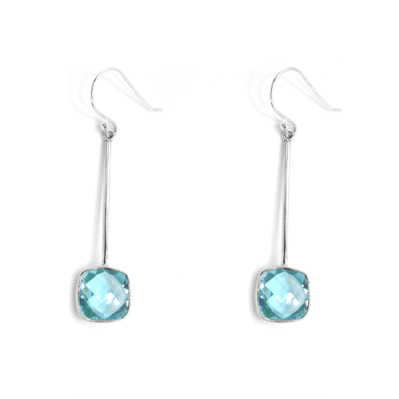 Topaz Square Maxi Drop Dangly Earrings