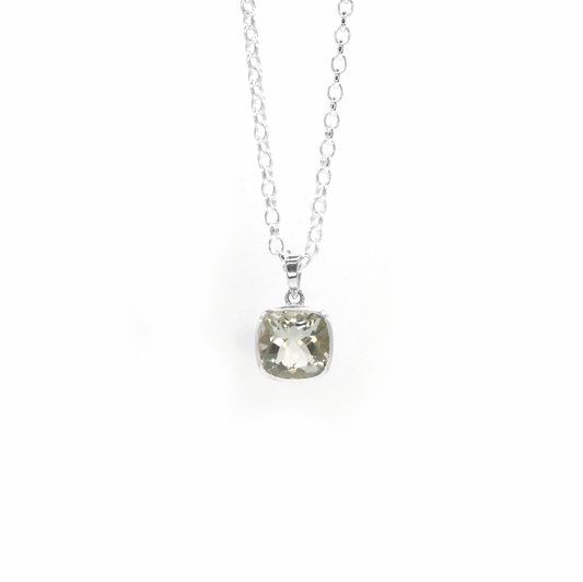 Green Amethyst Square Necklace