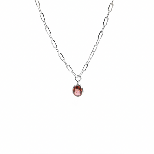 Pink Tourmaline Trace Chain Necklace