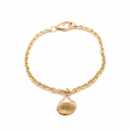 Alnmouth Mini Shell Chain Bracelet, 8ct Gold