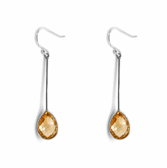 Citrine Water Drop Dangly Earrings