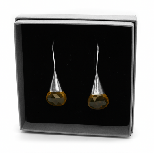 Lemon Quartz Contemporary Earrings
