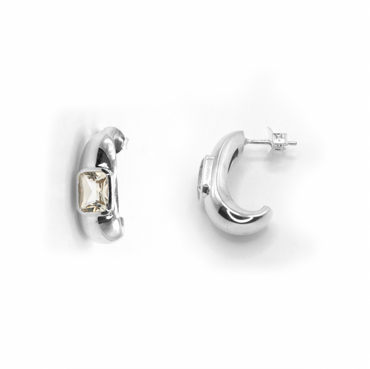 White Topaz Chunky Hoops