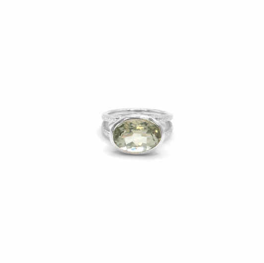 Green Amethyst Duo Band Cinderella Ring, R