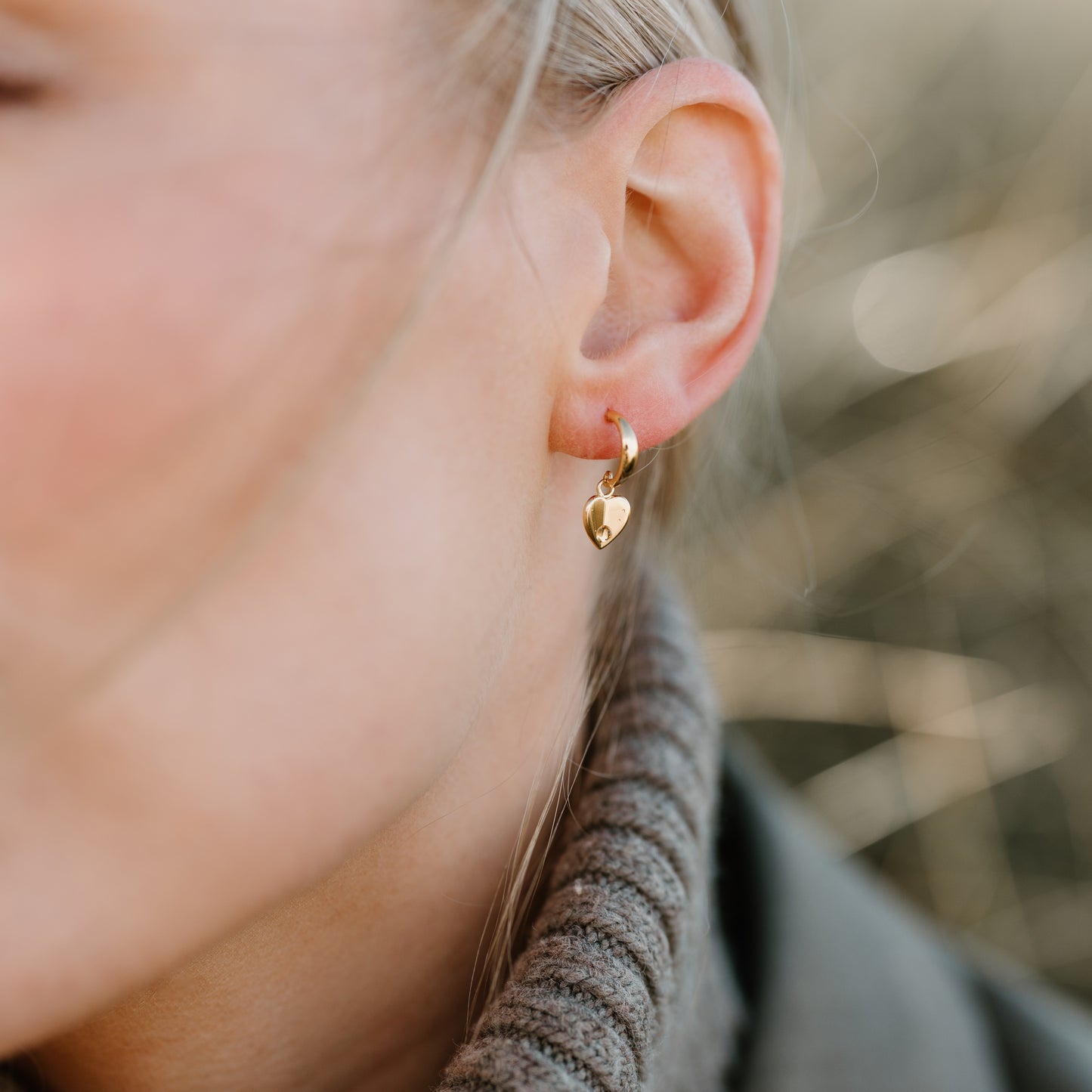 Mini Lovey Stud Hoops, 24ct Gold Plated