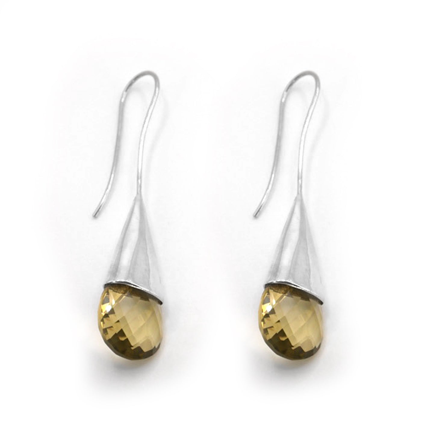 Yellow Quartz Contemporary Drop Earrings
